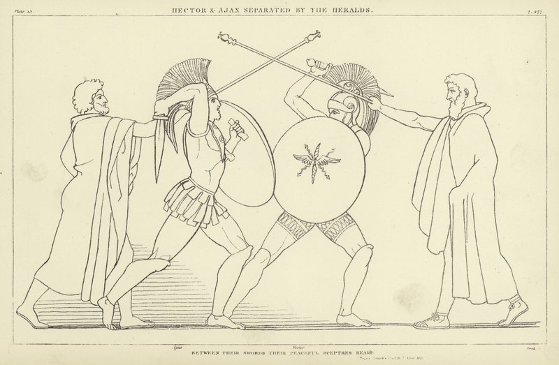 Hector og Ajax atskilt av Heralds av John Flaxman