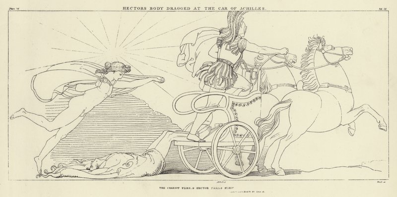 Hectors kropp slepte etter bilen til Achilles av John Flaxman
