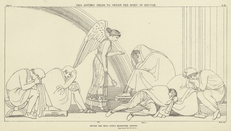 Iris råder Priam til å skaffe liket av Hector av John Flaxman