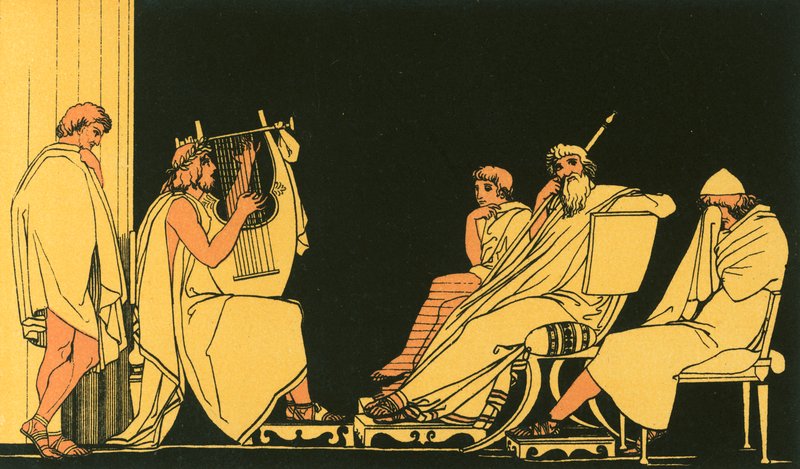 Ulysses gråter over sangen til Demodocus av John Flaxman