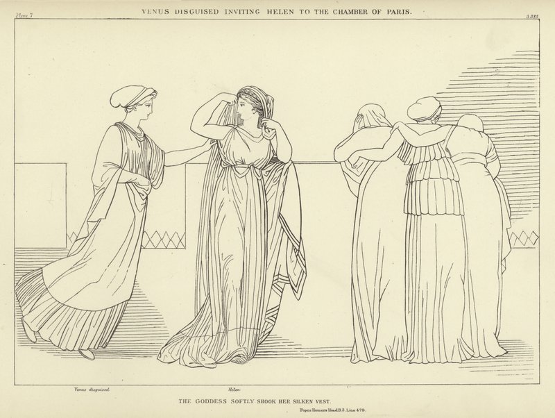 Venus forkledd inviterer Helen til Chamber of Paris av John Flaxman