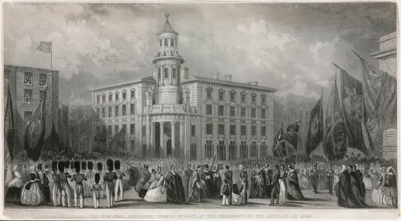 The New Coal Exchange, Thames Street, ved seremonien for åpningen i 1849 av John Francis Salmon