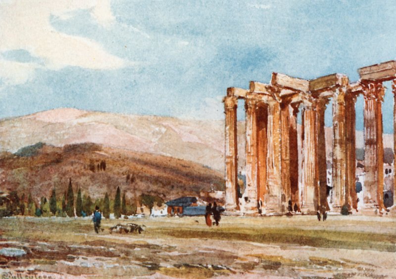 Søyler av Temple of Olympian Zeus fra nordvest av John Fulleylove