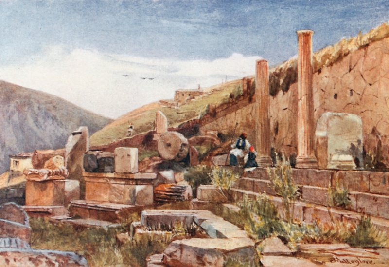 Delphi. Athenernes portiko av John Fulleylove