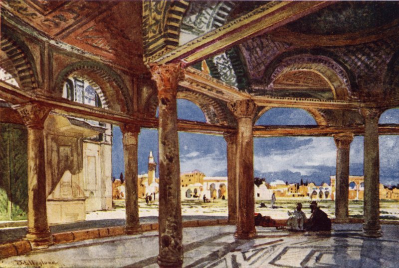 Interiør av Dome of the Chain, ser nordover (farge litho) av John Fulleylove