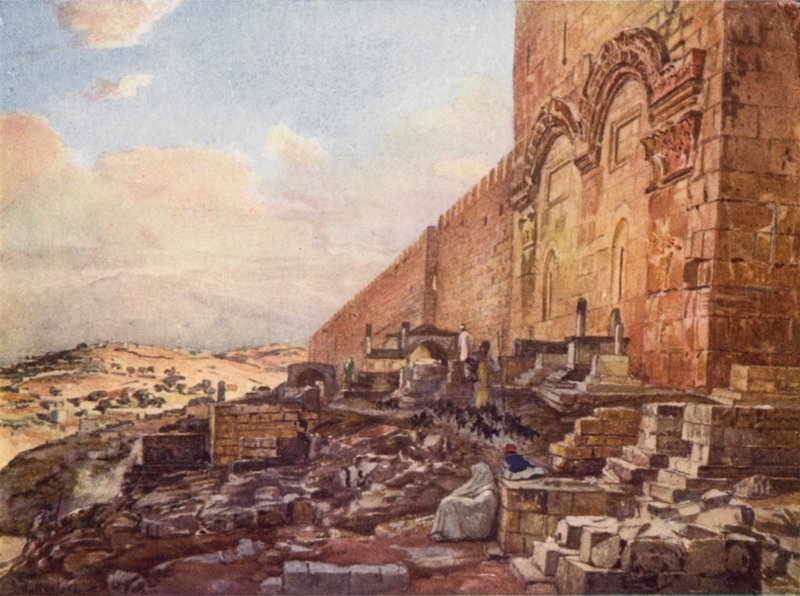 Jerusalem, utsiden av den gylne eller vakre porten av John Fulleylove