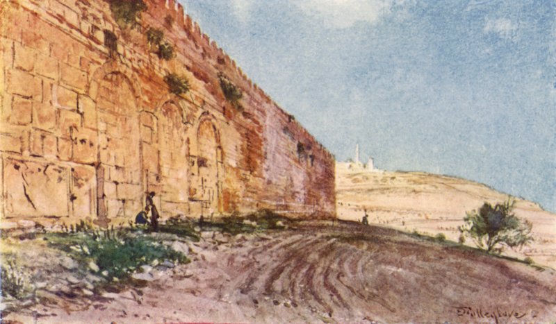 Jerusalem, den trippelporten til tempelområdet (farge litho) av John Fulleylove