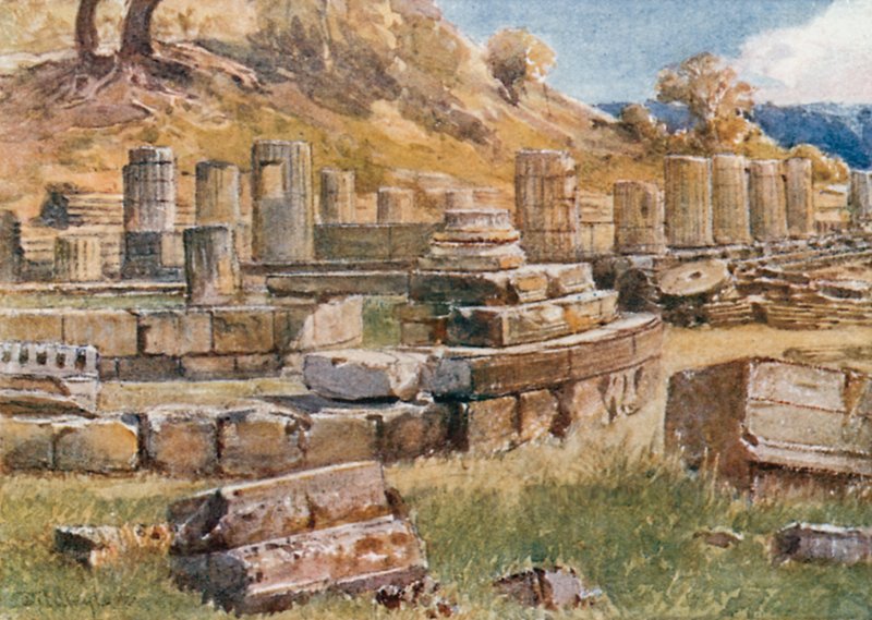 Olympia. Basen av Kronos-høyden med restene av Hera-tempelet og Philippeion av John Fulleylove