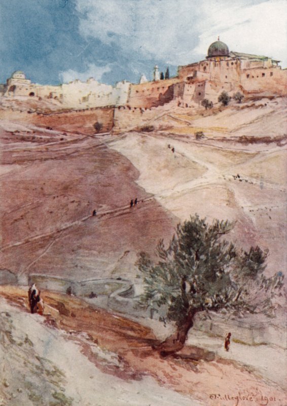 Sørmuren i Jerusalem, fra nordenden av landsbyen Siloam av John Fulleylove