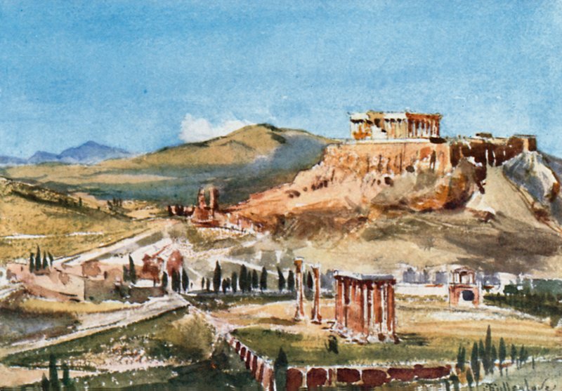 Akropolis og tempelet til Olympian Zevs fra Hill Ardettos av John Fulleylove
