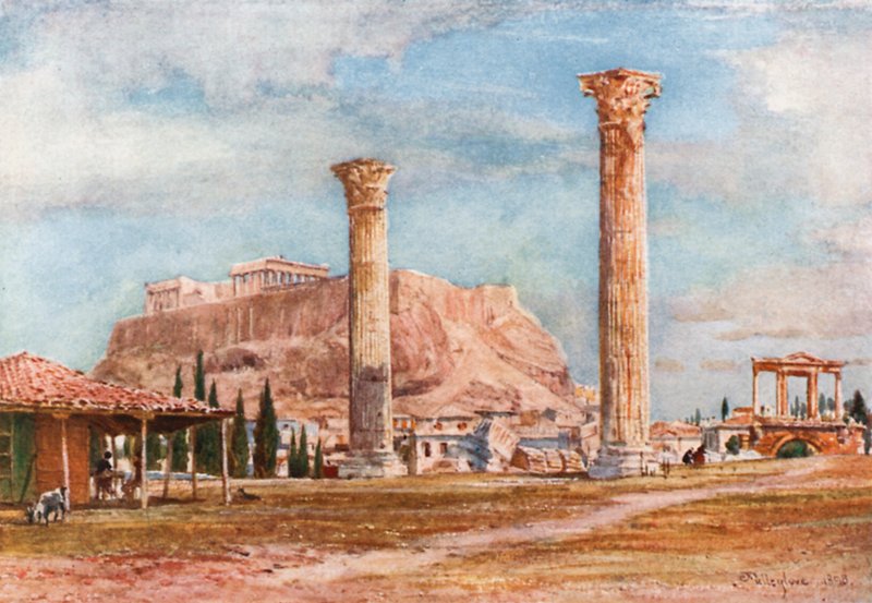 Akropolis fra stedet for tempelet til den olympiske Zeus av John Fulleylove