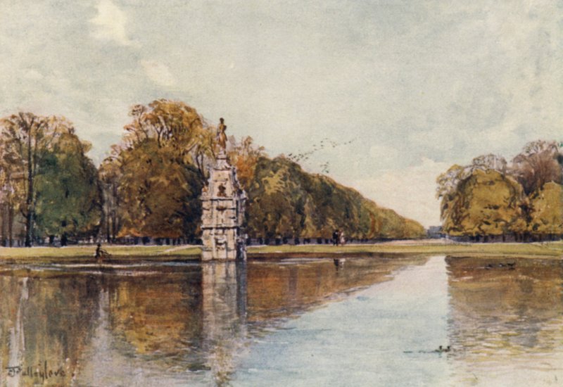 Diana-fontenen, Bushey Park (farge litho) av John Fulleylove
