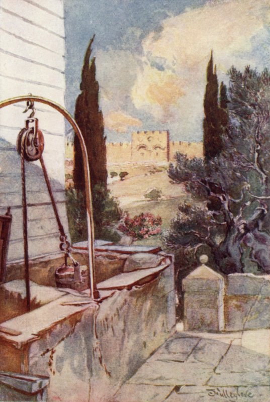 Den gyldne port, fra Getsemane-hagen (farge litho) av John Fulleylove