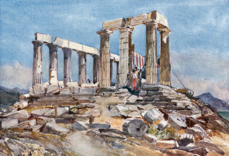 Athenas tempel ved Sunium fra nord av John Fulleylove