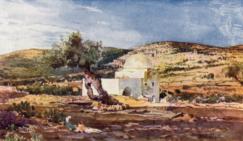 Rakels grav, på veien fra Jerusalem til Hebron (farge litho) av John Fulleylove