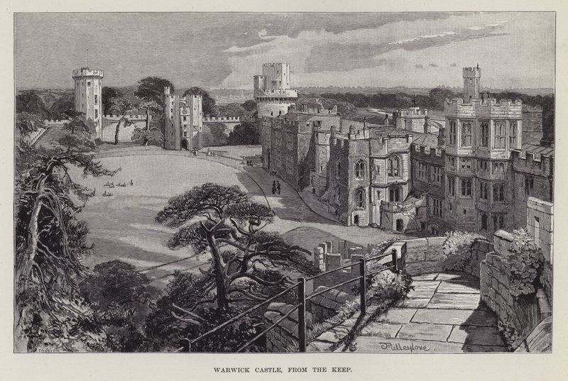 Warwick Castle, fra Keep (litho) av John Fulleylove