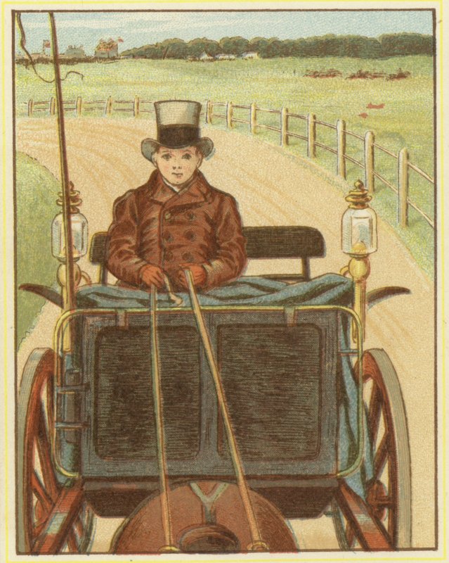 Gutt som kjører hest og kjerre (farge litho) av John George (after) Sowerby