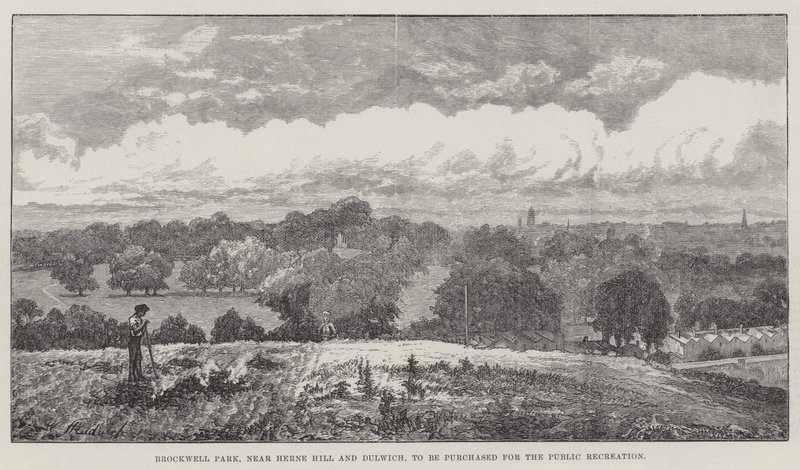 Brockwell Park, nær Herne Hill og Dulwich, skal kjøpes for offentlig rekreasjon av John Gilbert