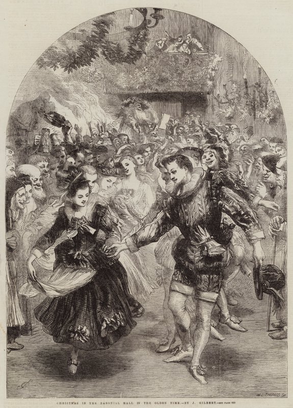 Jul i Friherresalen i Olden Tid av John Gilbert