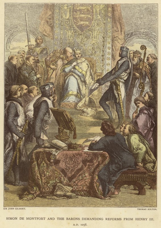Simon de Montfort og baronene krever reformer fra Henry III, 1258 e.Kr av John Gilbert