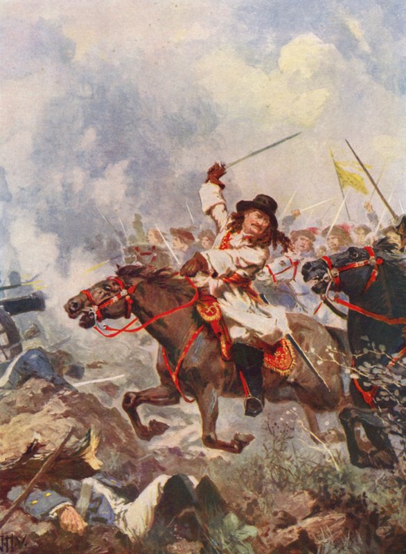 Frederick William, den store kurfyrsten, ved Fehrbellin (farge litho) av John Harris Valda