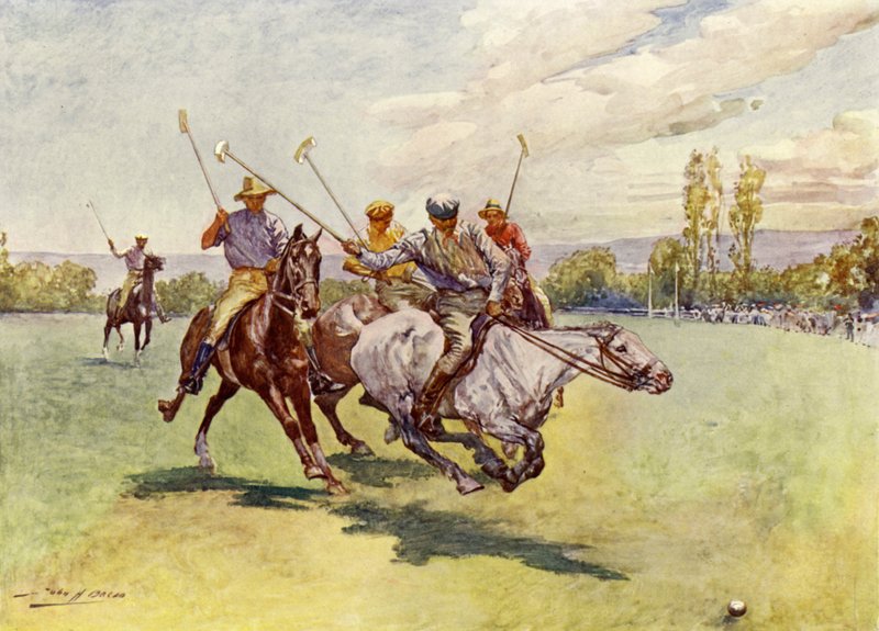 Polo i Sør-Afrika (farge litho) av John Henry Frederick (after) Bacon