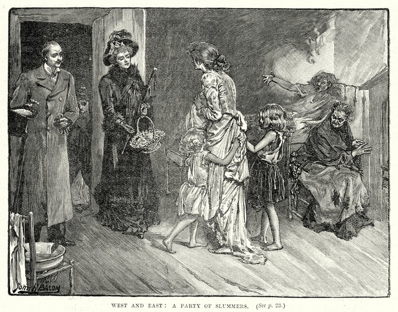 Vest og øst: En gruppe slumrende (gravering) av John Henry Frederick (after) Bacon