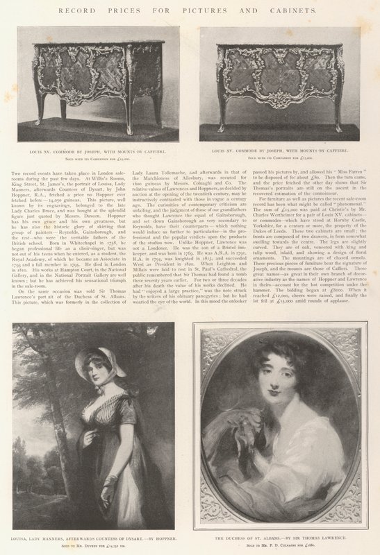 Rekordpriser på bilder og skap av John Hoppner
