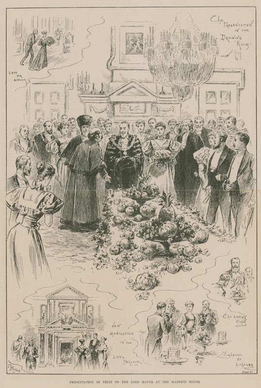 Presentasjon av frukt til Lord Mayor på Mansion House av John Jellicoe