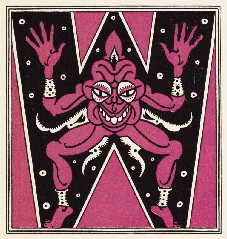 Utsmykning for historien om Aladdin og den fantastiske lampen (litho i farge) av John Kettelwell