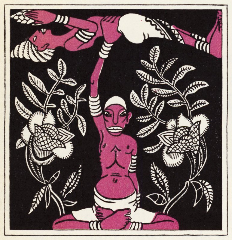 Utsmykning for historien om Aladdin og den fantastiske lampen (litho i farge) av John Kettelwell