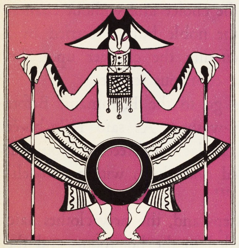 Utsmykning for historien om Aladdin og den fantastiske lampen (litho i farge) av John Kettelwell