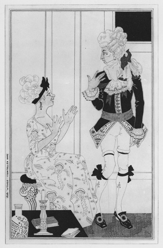 Illustrasjon for Love for Love av William Congreve (litho) av John Kettelwell