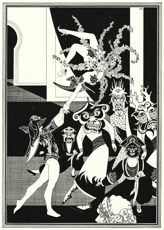Illustrasjon for historien om Aladdin og den fantastiske lampen (litho) av John Kettelwell