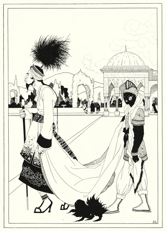 Illustrasjon for historien om Aladdin og den fantastiske lampen (litho) av John Kettelwell