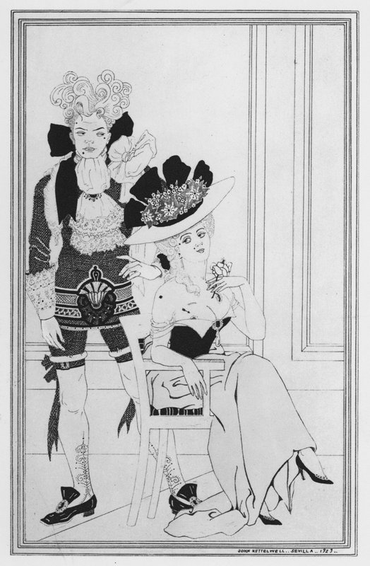 Illustrasjon for The Way of the World av William Congreve (litho) av John Kettelwell