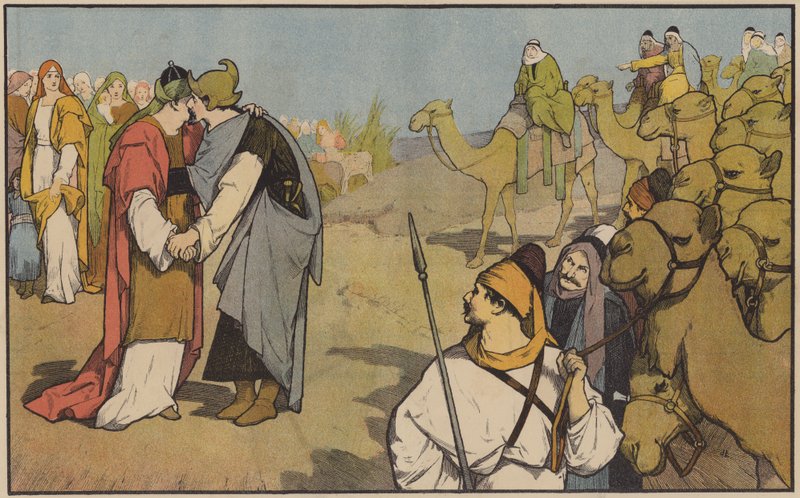 Esau ønsker Jakob velkommen tilbake til sitt eget land av John Lawson