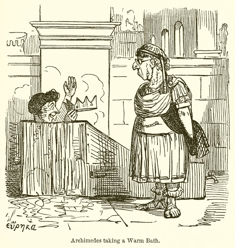 Arkimedes tar et varmt bad av John Leech