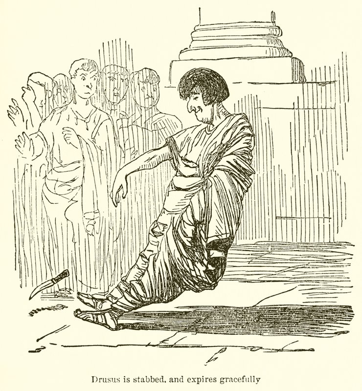 Drusus blir knivstukket, og utløper grasiøst av John Leech