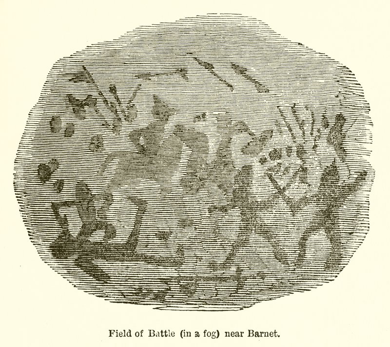 Field of Battle (i tåke) nær Barnet av John Leech