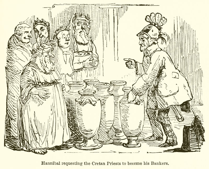 Hannibal ber de kretiske prestene om å bli hans bankmenn av John Leech