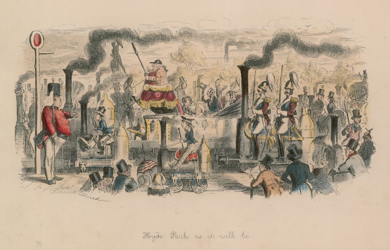 Hyde Park som den vil være (farget gravering) av John Leech