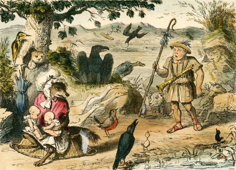 Romulus og Remus oppdaget av en mild hyrde av John Leech