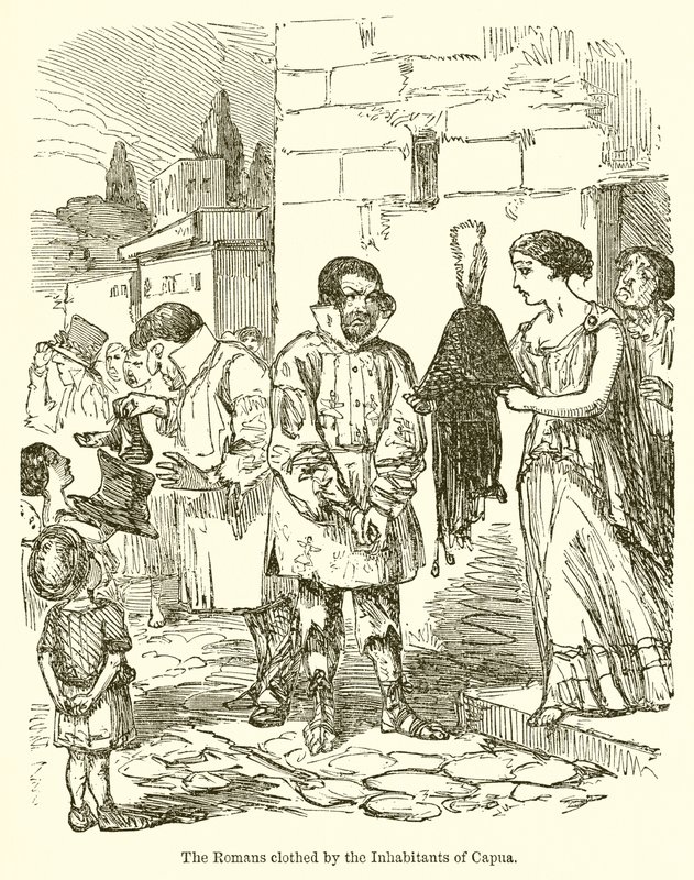 Romerne kledd av innbyggerne i Capua av John Leech