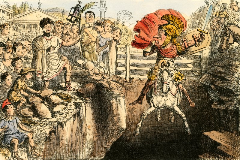 Den galante Curtius hopper inn i buktene av John Leech
