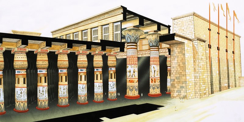 En rekonstruksjon av en del av Hypostyle Hall av John Marshall
