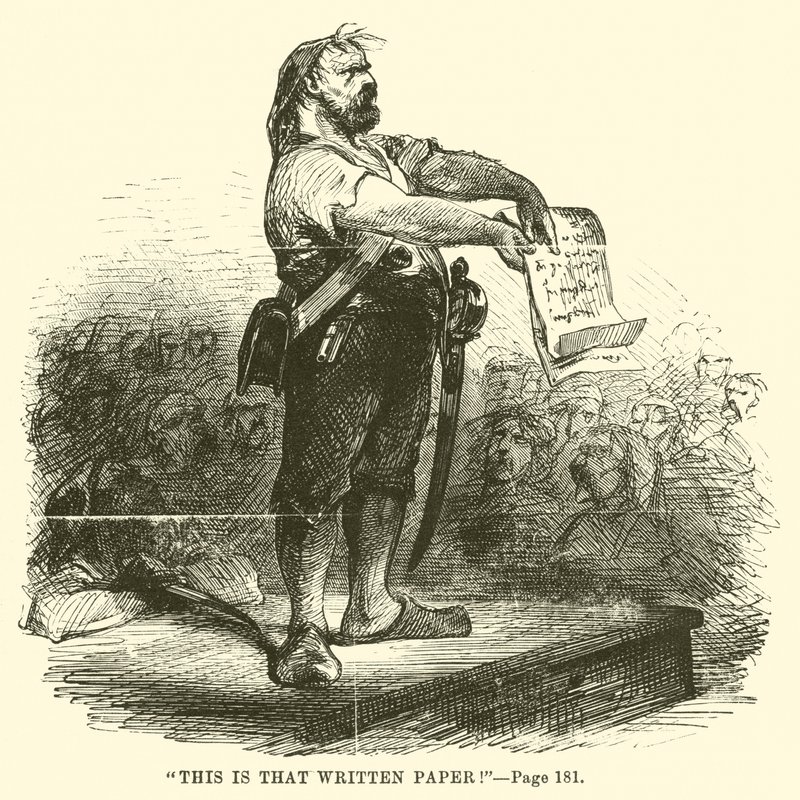 Illustrasjon for A Tale of Two Cities av Charles Dickens av John McLenan