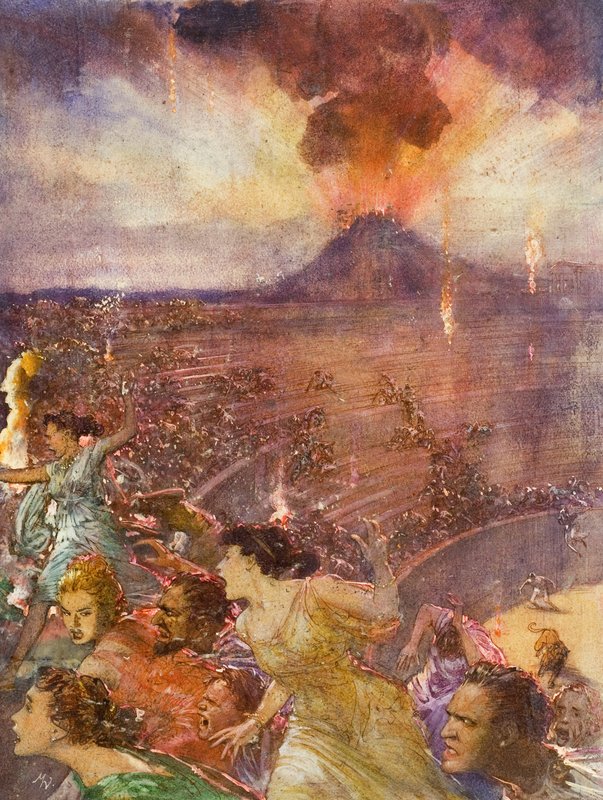 Vesuvs utbrudd (gouache på papir) av John Millar Watt