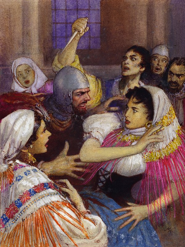 Massakren av de sicilianske vesperne (gouache på papir) av John Millar Watt