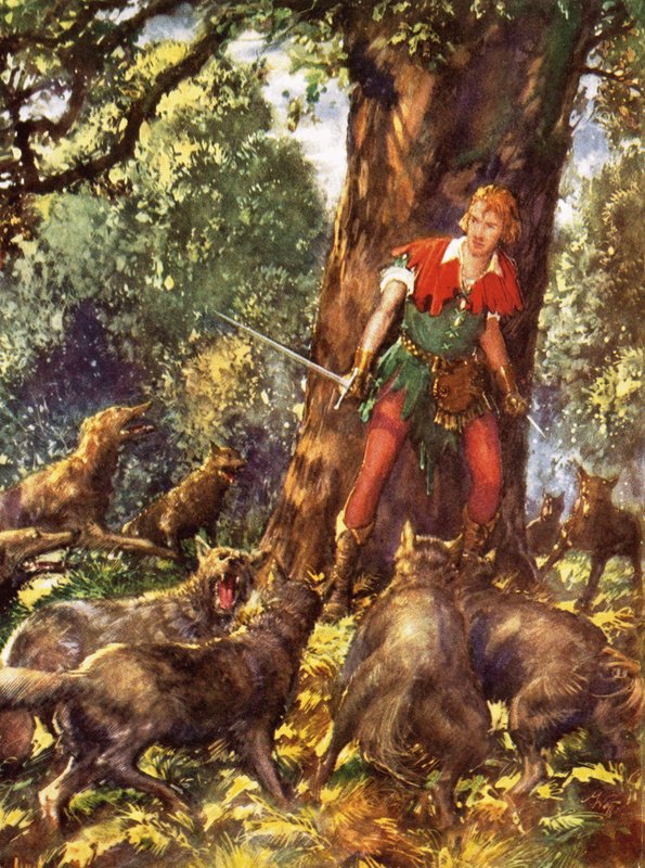 Robin Hood fanget av ulver av John Millar Watt